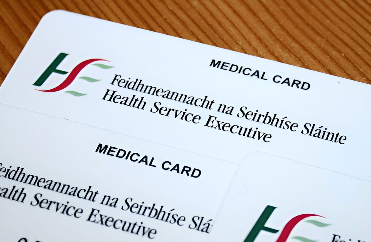 Close-up of an Irish Health Service Executive (HSE) medical card.
